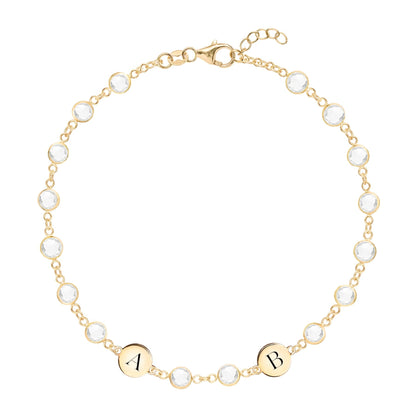 Newport 2 Letter Birthstone Bracelet in 14k Gold
