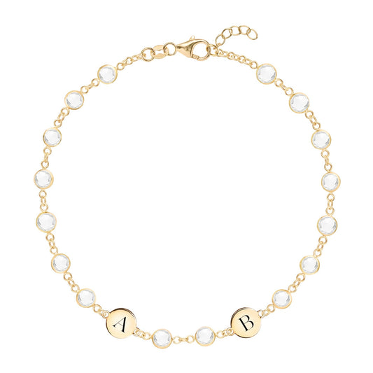 Newport 2 Letter Birthstone Bracelet in 14k Gold