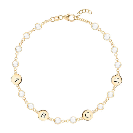 Newport 4 Letter Birthstone Bracelet in 14k Gold