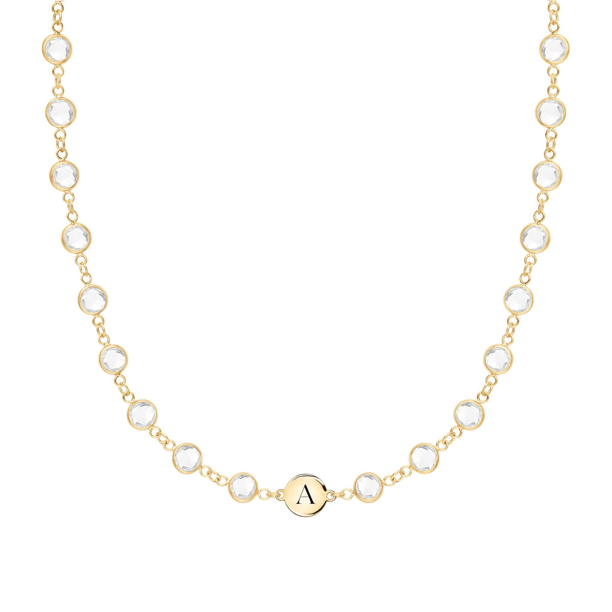 Newport 1 Letter Birthstone Necklace in 14k Gold