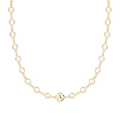 Newport 1 Letter Birthstone Necklace in 14k Gold