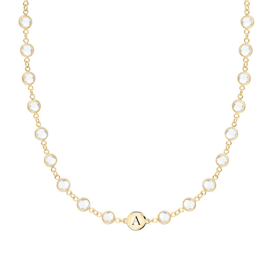 Newport 1 Letter Birthstone Necklace in 14k Gold