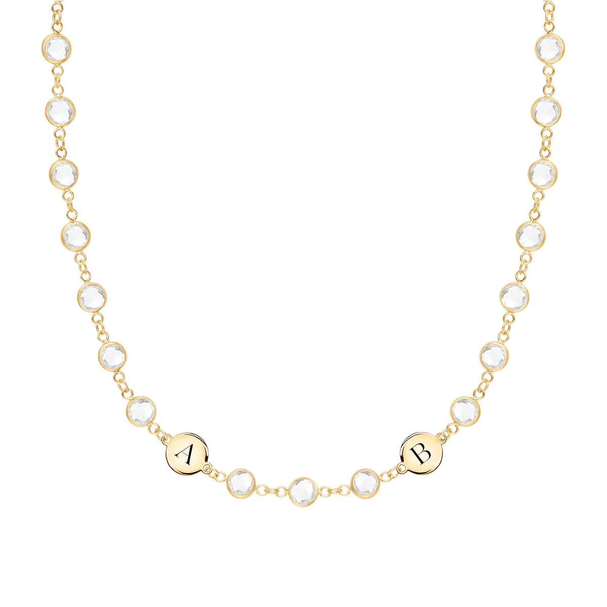 Newport 2 Letter Birthstone Necklace in 14k Gold