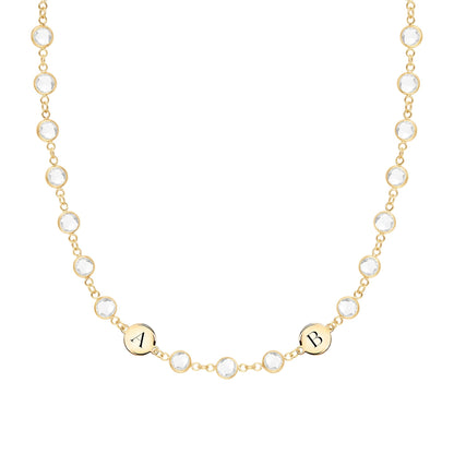 Newport 2 Letter Birthstone Necklace in 14k Gold