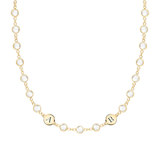 Newport 2 Letter Birthstone Necklace in 14k Gold
