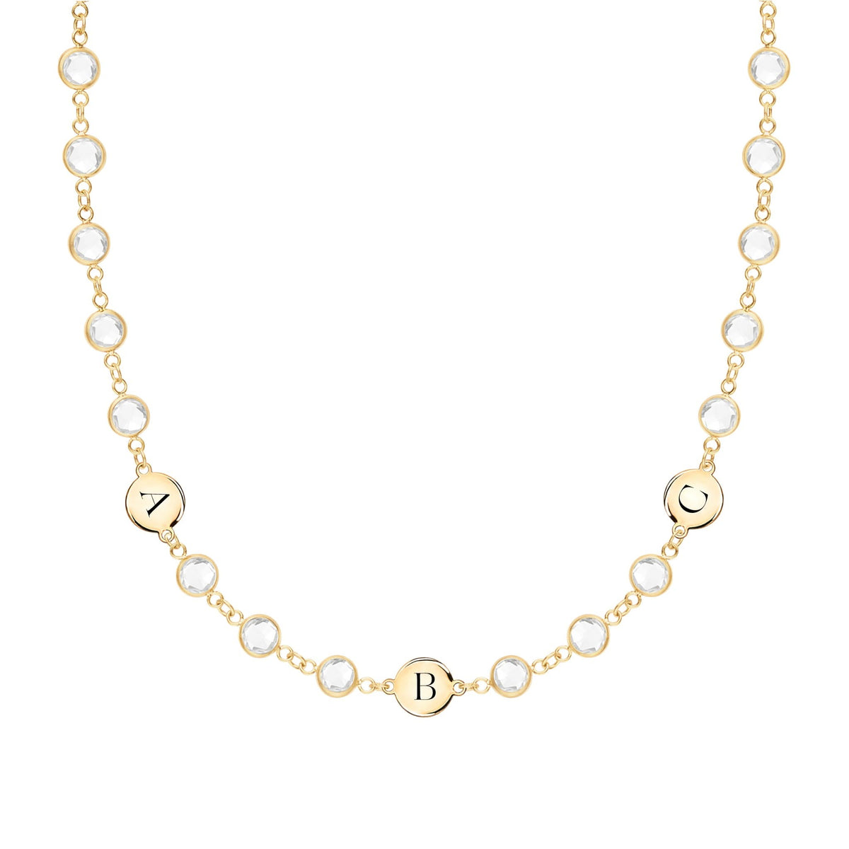 Newport 3 Letter Birthstone Necklace in 14k Gold