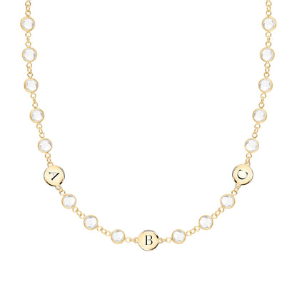 Newport 3 Letter Birthstone Necklace in 14k Gold