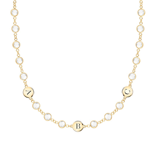 Newport 3 Letter Birthstone Necklace in 14k Gold
