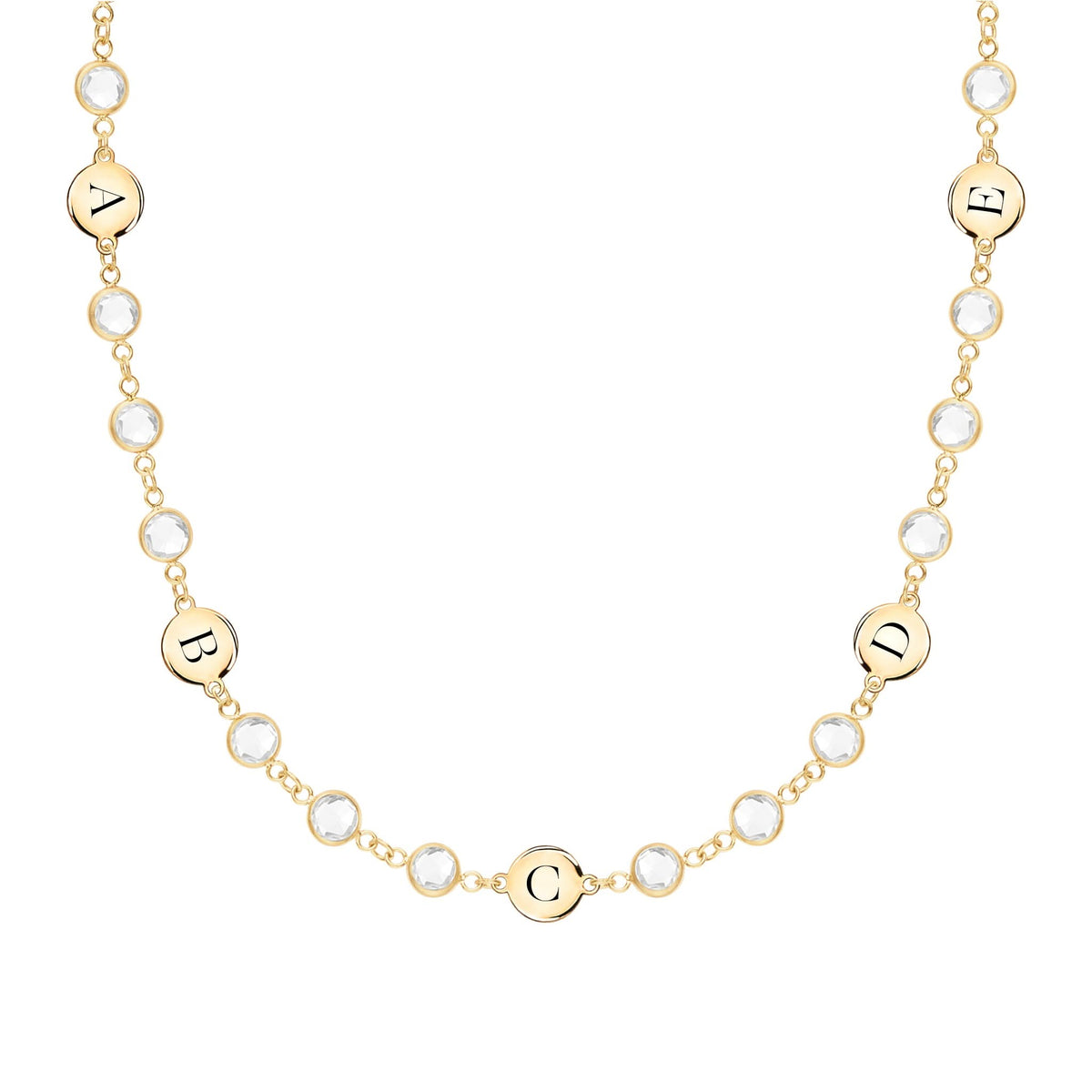 Newport 5 Letter Birthstone Necklace in 14k Gold