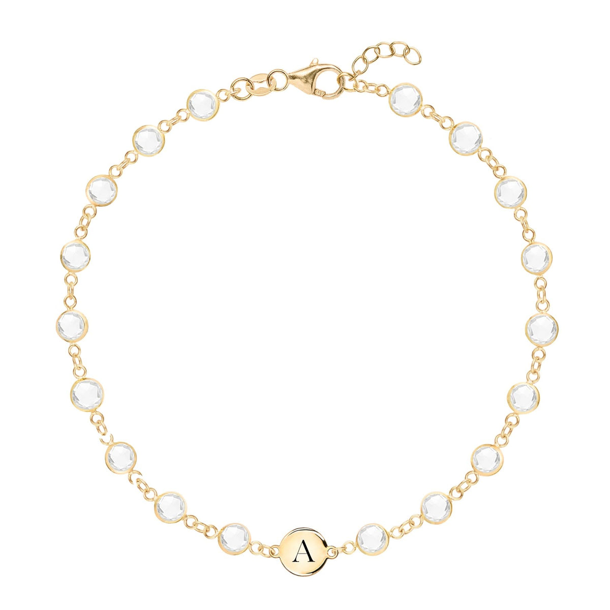 Newport 1 Letter Birthstone Bracelet in 14k Gold