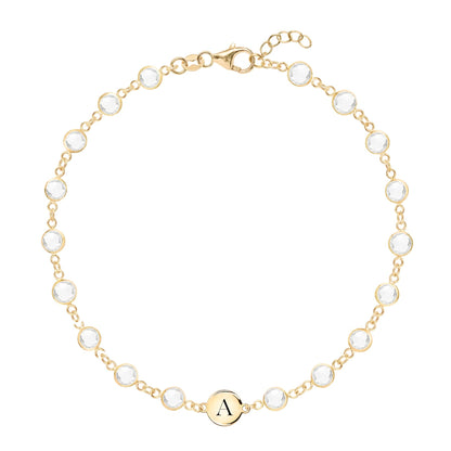 Newport 1 Letter Birthstone Bracelet in 14k Gold
