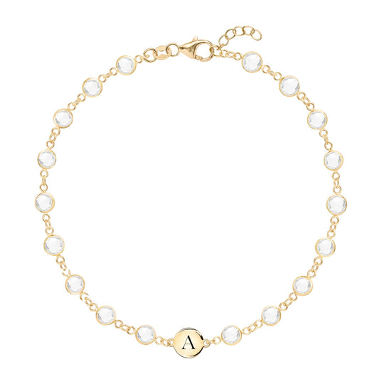 Newport 1 Letter Birthstone Bracelet in 14k Gold