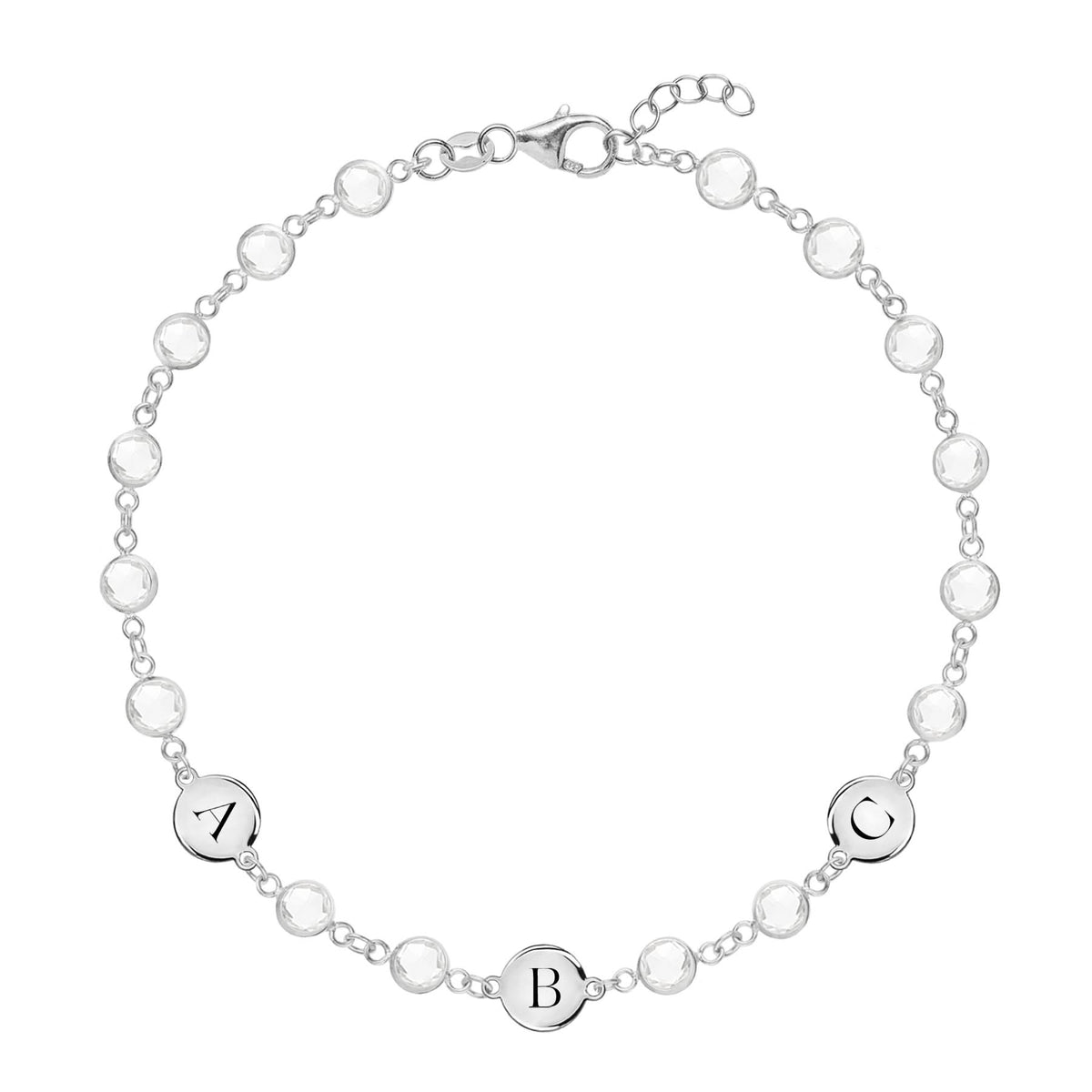 Newport 3 Letter Birthstone Bracelet in 14k Gold