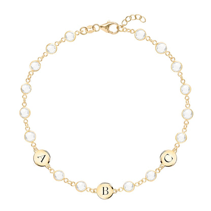 Newport 3 Letter Birthstone Bracelet in 14k Gold