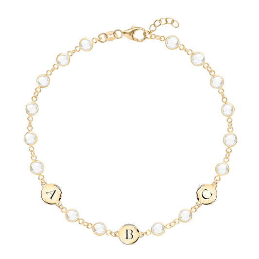 Newport 3 Letter Birthstone Bracelet in 14k Gold