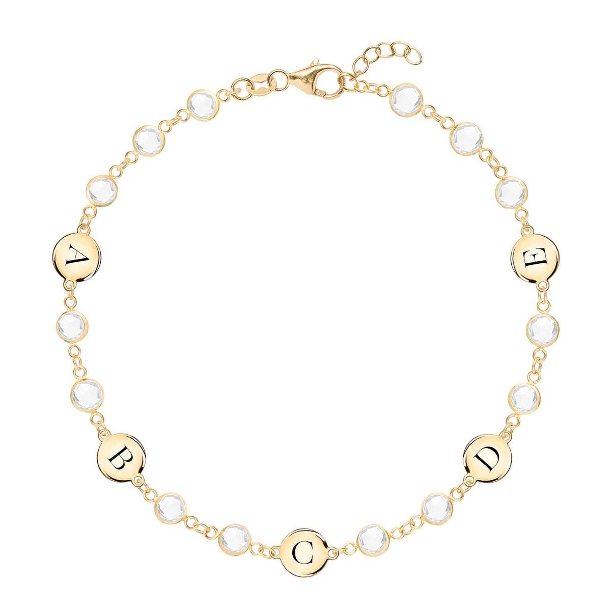Newport 5 Letter Birthstone Bracelet in 14k Gold