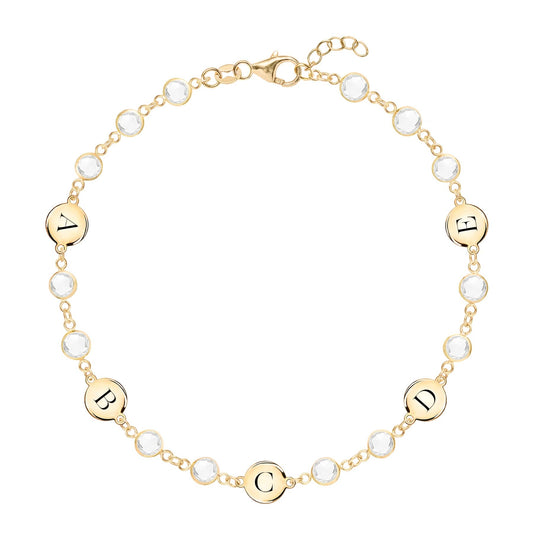 Newport 5 Letter Birthstone Bracelet in 14k Gold