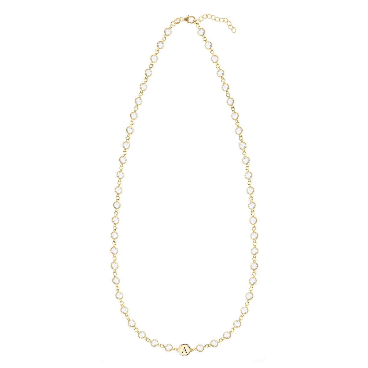 Newport 1 Letter Birthstone Necklace in 14k Gold