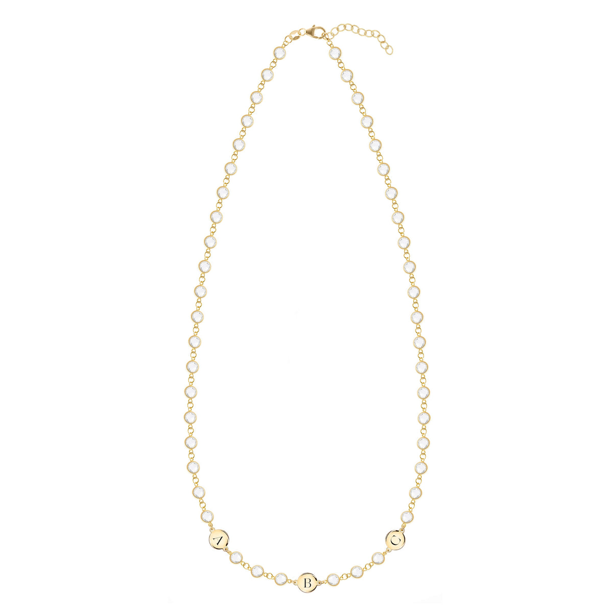 Newport 3 Letter Birthstone Necklace in 14k Gold