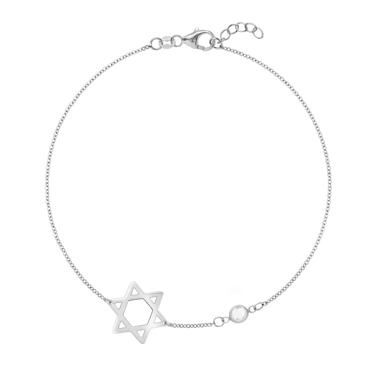 Star of David & Petite 1 Birthstone Bracelet in 14k Gold