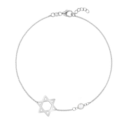 Star of David & Petite 1 Birthstone Bracelet in 14k Gold