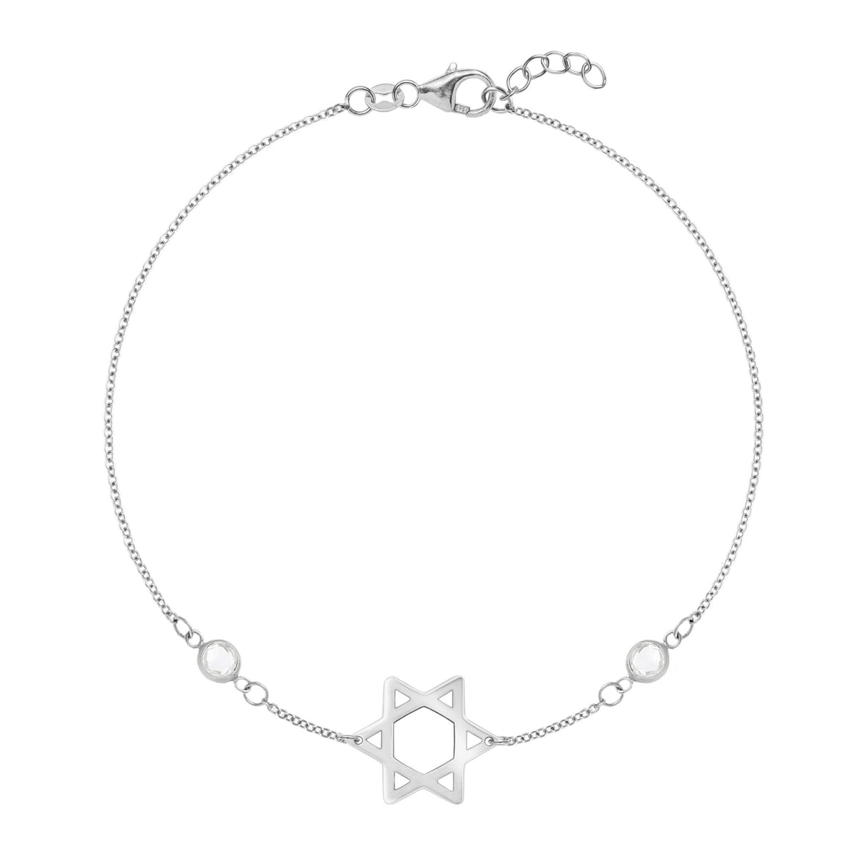 Star of David & Petite 2 Birthstone Bracelet in 14k Gold