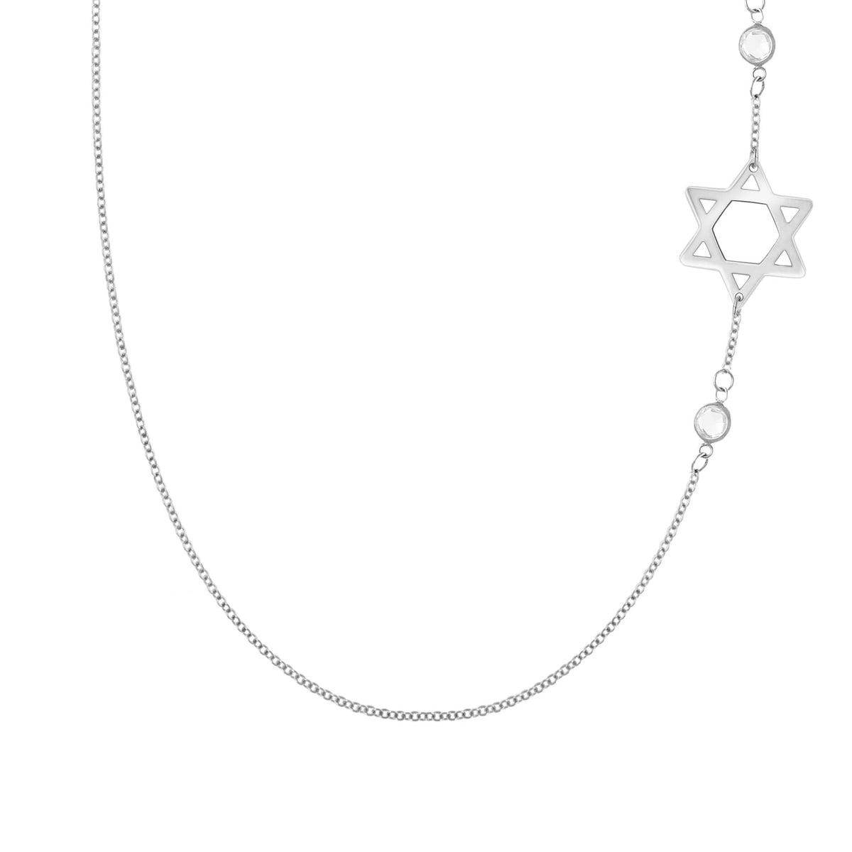 Star of David & Petite 2 Birthstone Necklace in 14k Gold