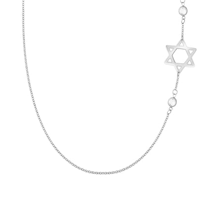 Star of David & Petite 2 Birthstone Necklace in 14k Gold