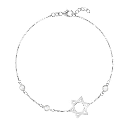 Star of David & Petite 3 Birthstone Bracelet in 14k Gold