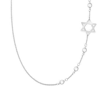 Star of David & Petite 4 Birthstone Necklace in 14k Gold