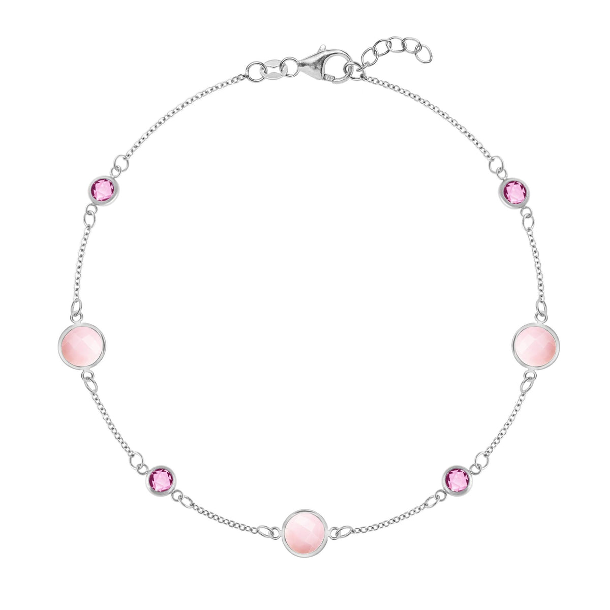 Bayberry Grand & Petite 7 Pink Opal & Pink Sapphire Bracelet in 14k Gold (October)