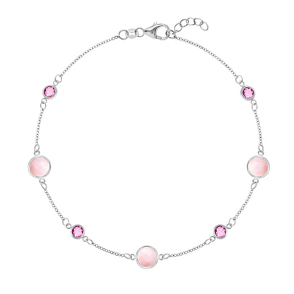 Bayberry Grand & Petite 7 Pink Opal & Pink Sapphire Bracelet in 14k Gold (October)