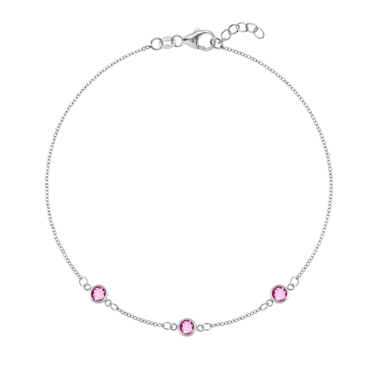 Bayberry 3 Pink Sapphire Bracelet in 14k Gold (October)