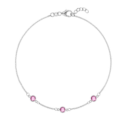 Bayberry 3 Pink Sapphire Bracelet in 14k Gold (October)