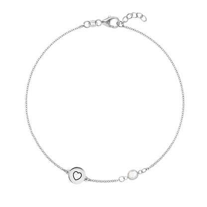 Heart Disc & Petite 1 Birthstone Bracelet in 14k Gold