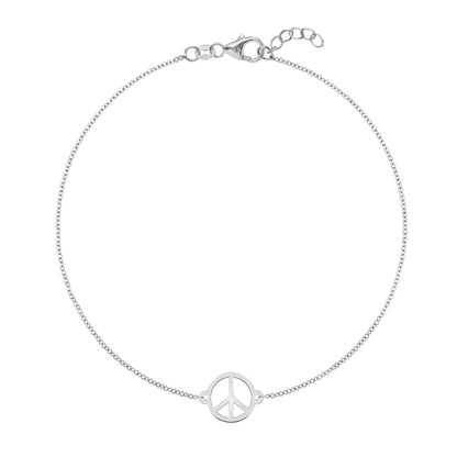 Peace Sign Bracelet in 14k Gold