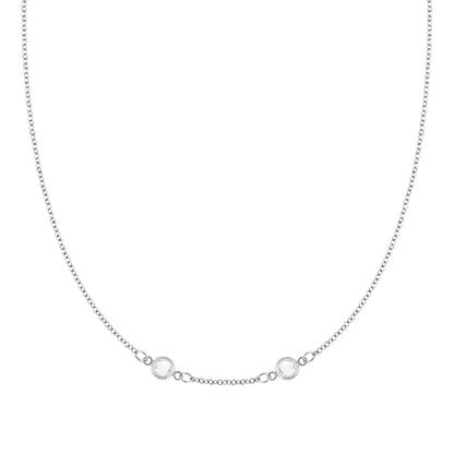 Petite 2 Birthstone Necklace in 14k Gold (Centered)