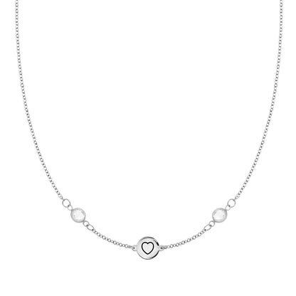 Heart Disc & Petite 2 Birthstone Necklace in 14k Gold (13 Link)