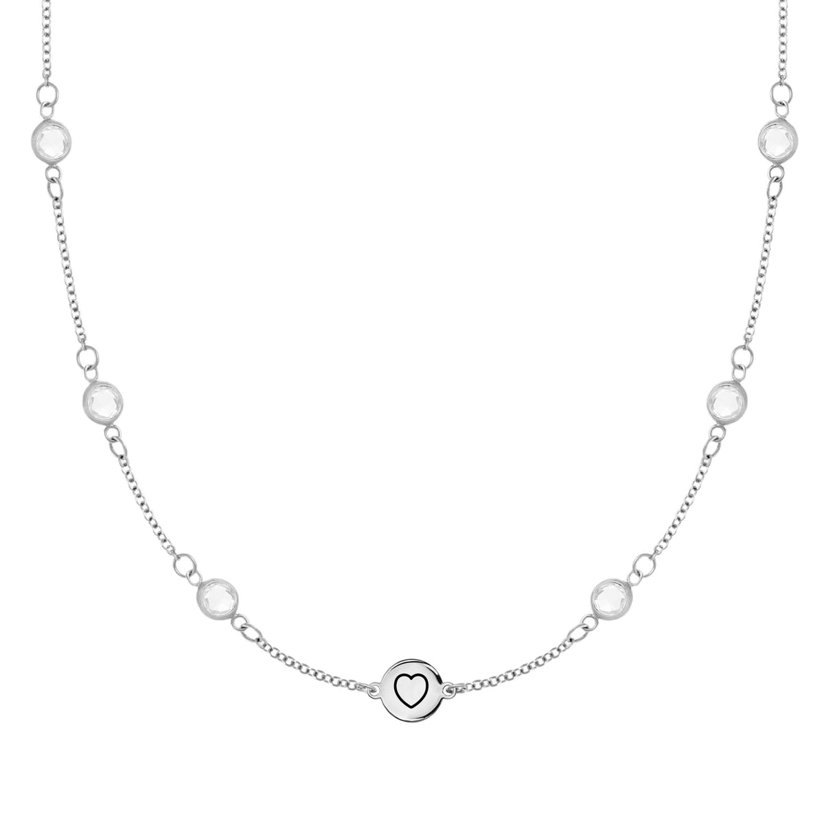 Heart Disc & Petite 6 Birthstone Necklace in 14k Gold