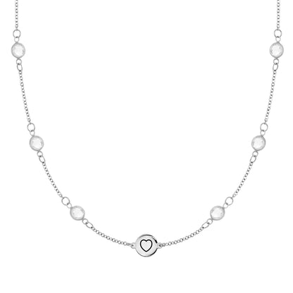 Heart Disc & Petite 6 Birthstone Necklace in 14k Gold
