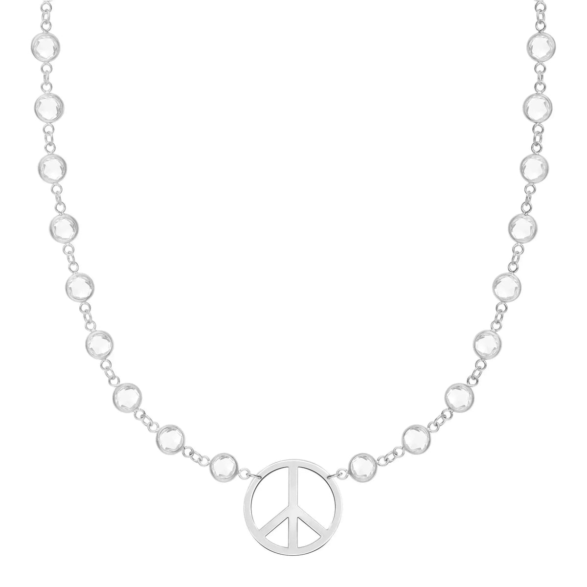 Large Peace Sign Newport Necklace in 14k Gold