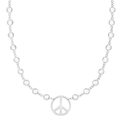 Large Peace Sign Newport Necklace in 14k Gold