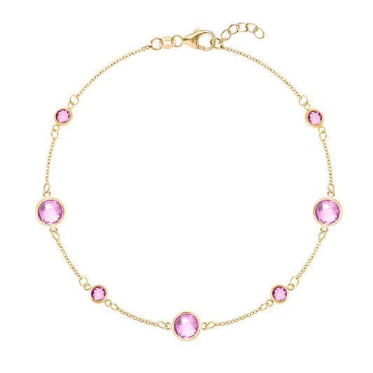 Bayberry Grand & Petite 7 Pink Sapphire Bracelet in 14k Gold (October)
