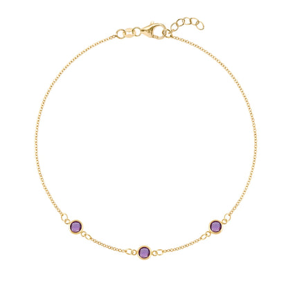 Bayberry 3 Amethyst Bracelet in 14k Gold (February)