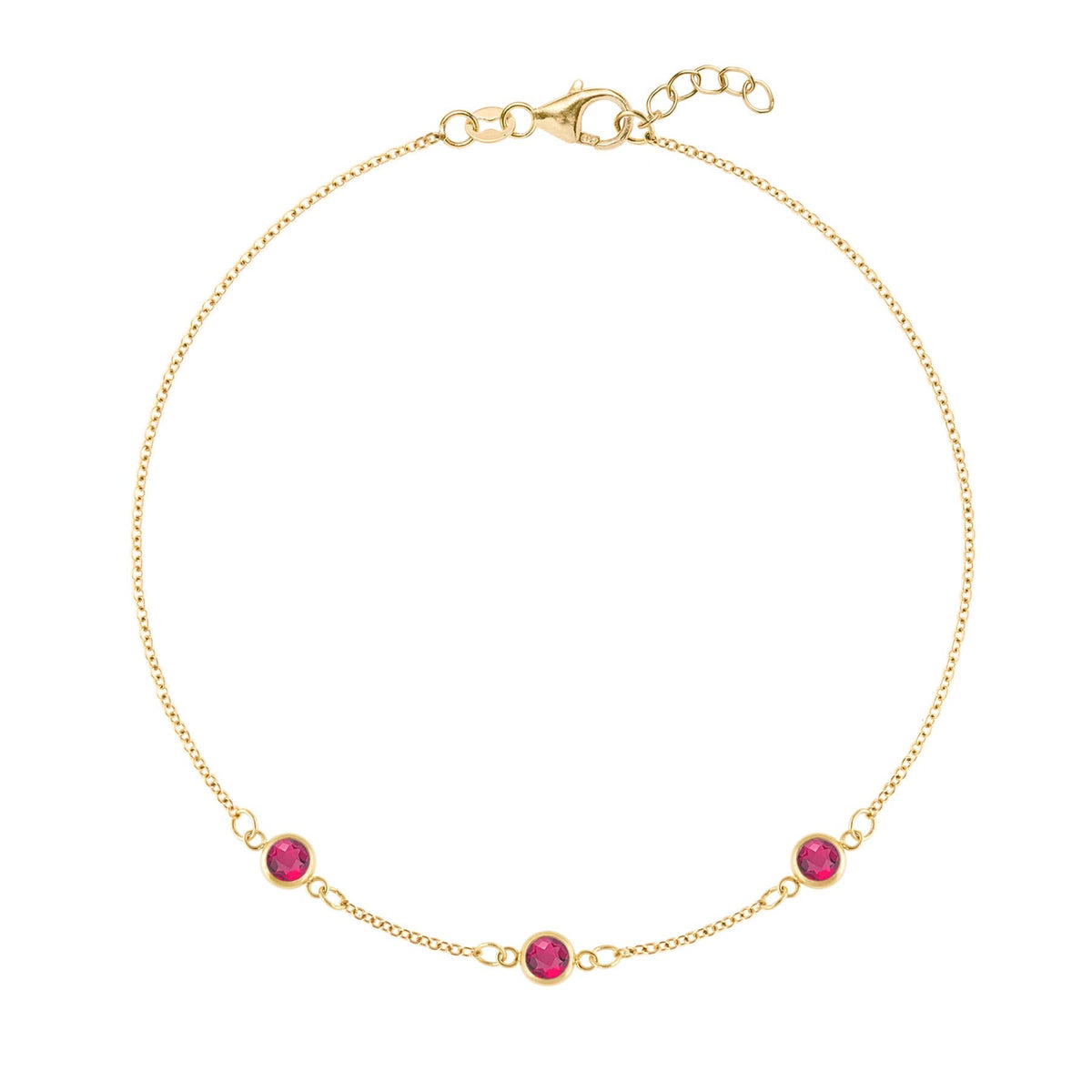 Bayberry 3 Ruby Bracelet in 14k Gold (July)