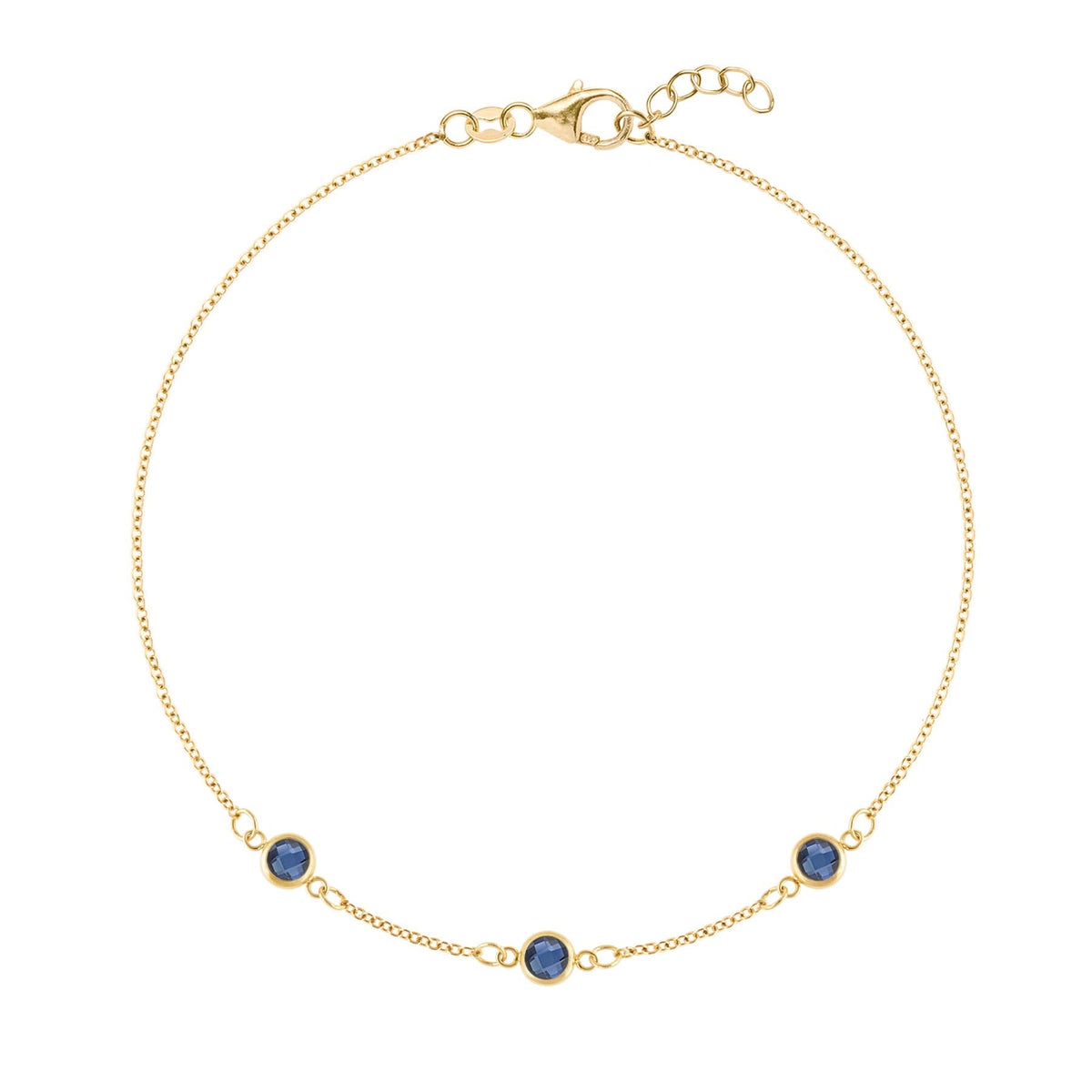 Bayberry 3 Sapphire Bracelet in 14k Gold (September)