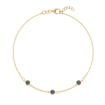 Bayberry 3 Sapphire Bracelet in 14k Gold (September)
