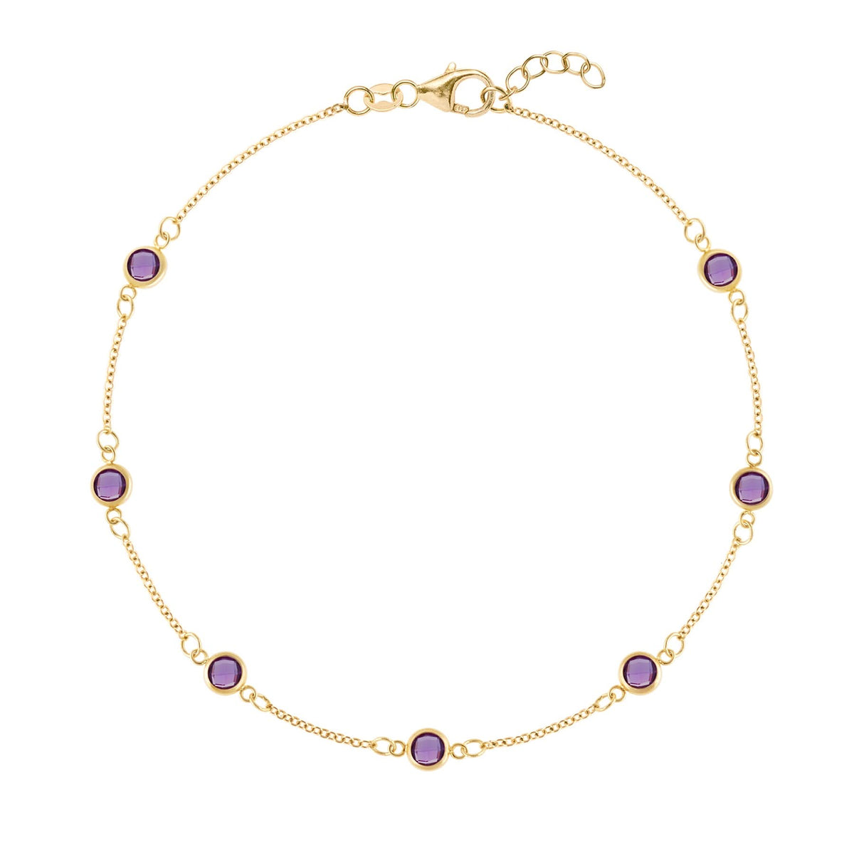 Bayberry 7 Amethyst Bracelet in 14k Gold (February)