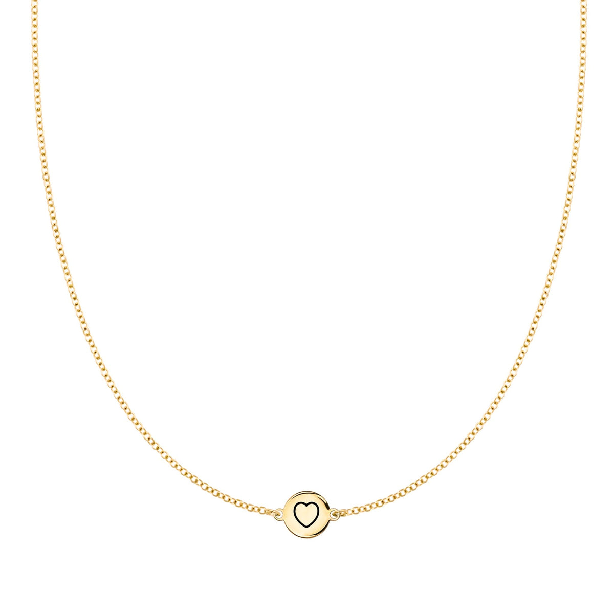 Heart Disc Necklace in 14k Gold