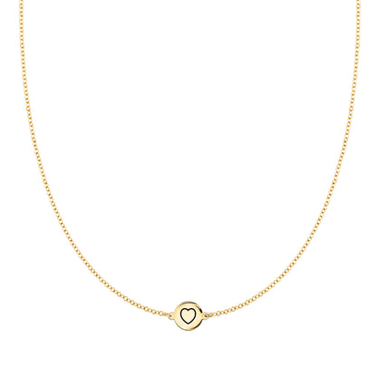 Heart Disc Necklace in 14k Gold